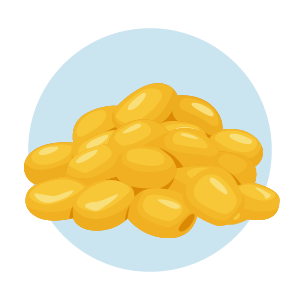 Pile of yellow softgel vitamin capsules