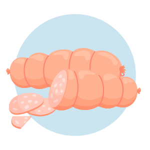 Sliced sausage with visible meat texture