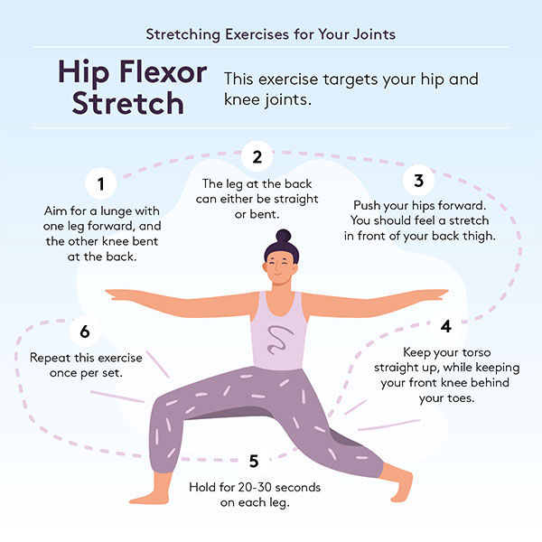 Hip flexor stretch for lower body flexibility
