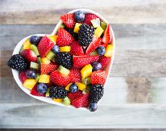 healthy-fruit-salad Heart-shaped bowl of mixed berries